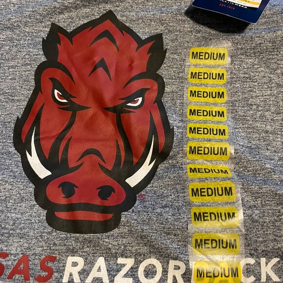 Two Arkansas Razorbacks shirts (M & L) both NWT, excellent condition - Picture 7 of 7